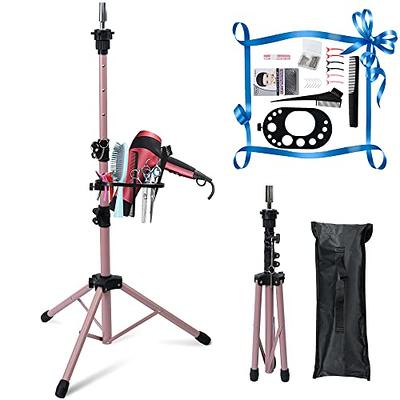 Pink Stand Tripod For Wigs Head Hair Training Tool Mannequin Head Tripod  Hairdressing Training Head Holder Adjustable Wig Stand