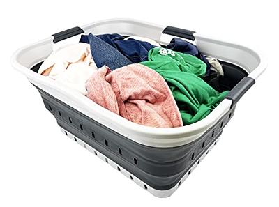 SAMMART 42L (11 Gallon) Collapsible Plastic Laundry Basket - Foldable Pop Up Storage Container/Organizer - Portable Washing Tub - Space Saving