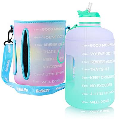 Mecuss Half Gallon Water Bottle with Time Marker: 64 oz 2 Liter Water  bottles with Straw & Measurements, Motivational Water Bottle with Handle, Big  Water Jug for Fitness Outdoor Sports - Yahoo Shopping