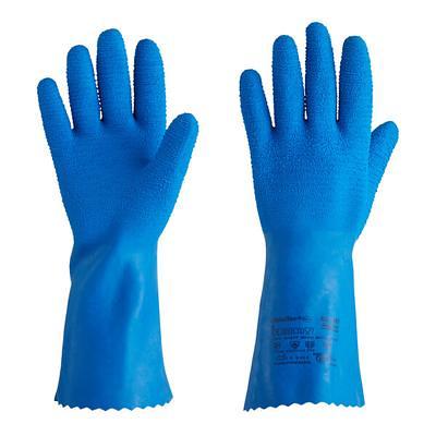 Large Blue Latex Palm and Finger Crinkle Pattern Rubber Coated Gloves  (120-Case)