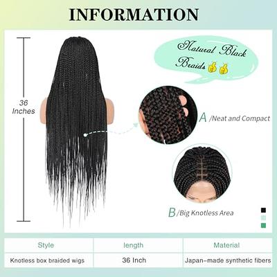 Fecihor 36 Box Braided Wigs for Women Knotless Braids Lace Frontal Wig  With Baby Hair Embroidery Full double Lace Front Braid Wig Synthetic Ombre  Green Hand Braid Wigs - Yahoo Shopping