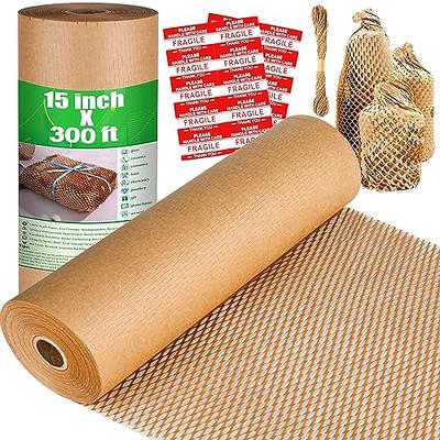 IKONICBLISS Honeycomb Packing Paper for Moving - 12 inch x 105 Feet, Recyclable Cushioning Paper for Shipping Breakables with Bonus 20 Fragile