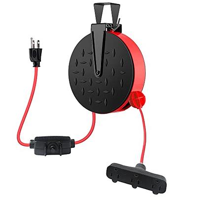 Retractable and Mountable Extension Cord with Metal Reel - 30ft 