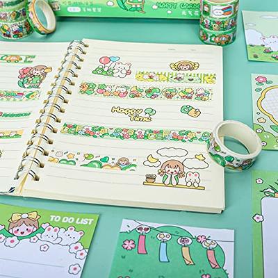 Whaline 10 Roll Kawaii Washi Tape and 30 Sheet Memo Pad Notes 10 Sheet Kawaii  Girl Rabbit Stickers Cute Animal Floral Cartoon Character Pattern Green  Washi Tapes Set for Scrapbooking DIY Crafts - Yahoo Shopping