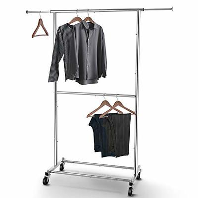 Simple Houseware Double Rod Portable Clothing Hanging Garment Rack