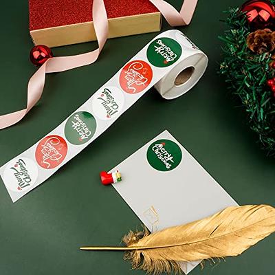 500pcs Christmas Stickers for Kids, 1.5'' Merry Christmas Stickers for Envelopes, Waterproof Self Adhesive Round Roll Holiday Stickers, Christmas