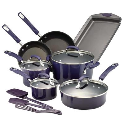 Gibson Home Hestonville 7 Piece Aluminum Nonstick Cookware Set in Grey with Bakelite Handles