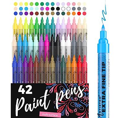 Paint Pens - 42 Paint Markers - Extra Fine Tip Paint Pens (0.7mm) - Great  for Rock Painting, Wood, Canvas, Ceramic, Fabric, Glass - 40 Colors + Extra  Black & White Acrylic Markers - Yahoo Shopping