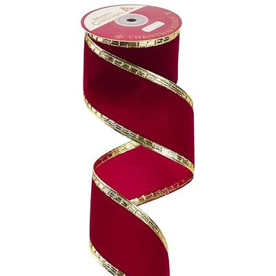 MEEDEE Burgundy Velvet Ribbon 2.5 Inch Dark Red Velvet Christmas Ribbon 10  Yards Maroon Velvet Wired Ribbon with Gold Greek Key Edge Ribbon Burgundy  Ribbon for Christmas Tree Decoration, Topper Bow - Yahoo Shopping