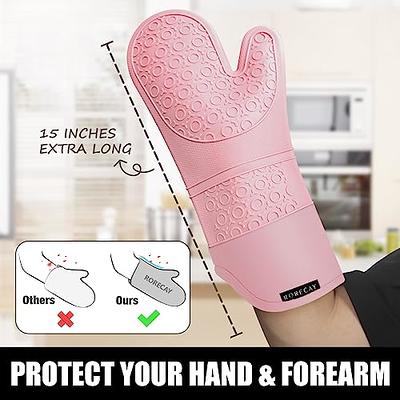 Extra Long Oven Mitts and Pot Holders Sets, RORECAY Heat Resistant Silicone  Oven Mittens with Mini Oven Gloves and Hot Pads Potholders for Kitchen