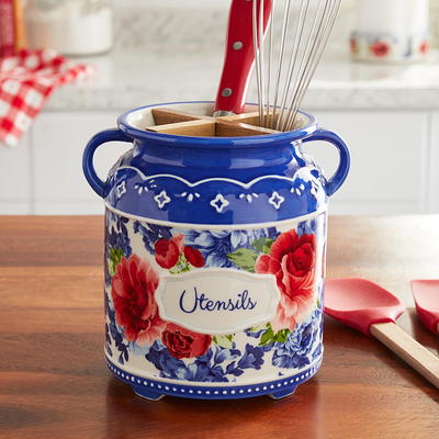 The Pioneer Woman 6-Piece Melamine Utensil Crock with Wood Tools