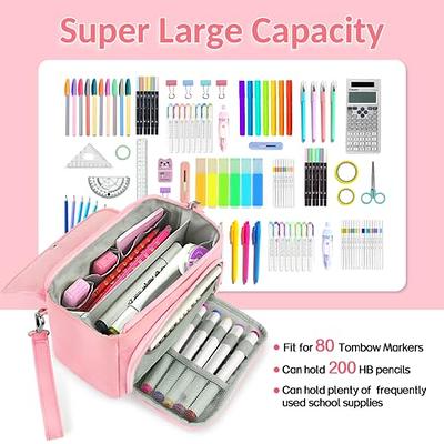 1 Pcs Large Pencil Case Big Capacity 3 Compartments Canvas Pencil