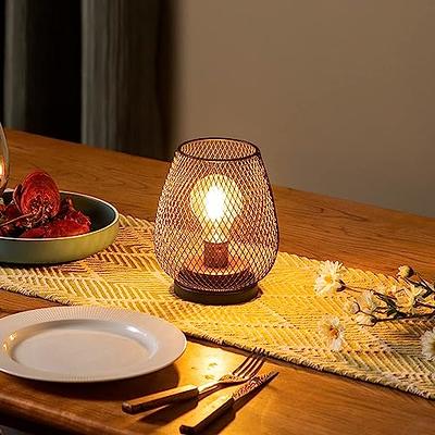 Metal Cage Candle Holder Lantern Battery Powered Table Lamp LED