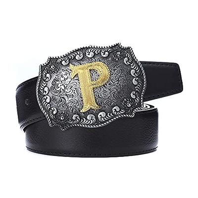  Vintage Fashion Western Belt Buckle A to Z Initial Letter  Cowboy Belt Buckles for Men : Clothing, Shoes & Jewelry