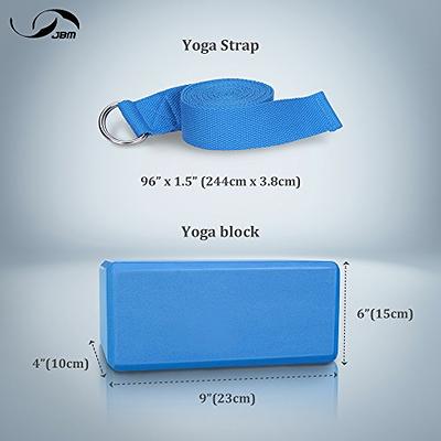 JBM Yoga Blocks 2 Pack with Strap, Cork Yoga Block 2 Pack EVA Foam