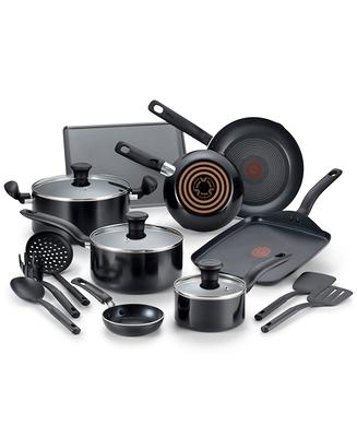 T-fal Culinaire 16-Piece Nonstick Aluminum Cookware Set - Black