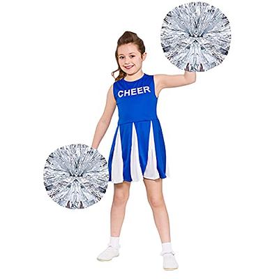 2 Pack Metallic Foil Cheerleader Pom Poms & Plastic Ring Cheer