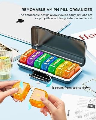 Large Compartment Pill Box 7 Day Medicine Storage Organizer Container Case  AM PM