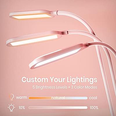 AXX Pink Desk Lamp for Kids, Cute Desk Light for Bedrooms, Kawaii Study Lamp  with USB