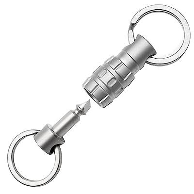 FEGVE Key Ring, Titanium Side Pushing Key Rings Keychain Rings Small Split  Keyrings for Men (Grey-8pcs)