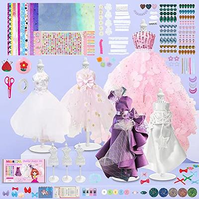 600+Pcs Fashion Designer Kits for Girls Gifts 6 7 8 9 10 11 12 Years Old, Girls' Fashion Creativity DIY Arts & Crafts Kit with 4 Mannequins for Girls  Birthday Gift,Sewing Kit for Kids Ages 8-12