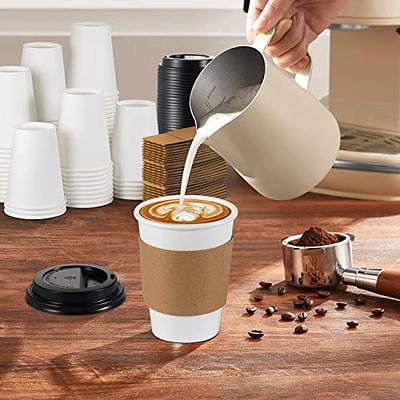 RACETOP Disposable Paper Coffee Cups 12 oz [100 Pack],12 oz White Hot  Coffee Paper Cups, Thickened Paper Style