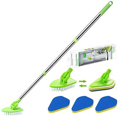 Homilifibra 2 in 1 Floor Scrub Brush Grout Brush with 57.8 Long  Handle,120°Rotatable Shower Tile Grout Scrubber,V-Shaped Corner Brush for  Hard to