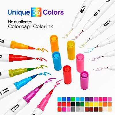 Eglyenlky Colored Markers for Adult Coloring Books Dual Tip Brush Pens with 100 Watercolor Fine Tip Markers (0.4mm) and Brush PE