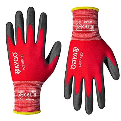KAYGO Work Gloves PU Coated-12 Pairs, KG15P,Nylon Lite
