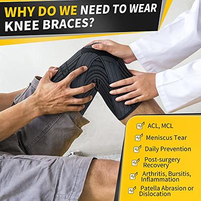 Knee Brace With Side Stabilizers & Patella Gel Pads For Meniscus Tear  Patella Knee Brace For Knee Pain Acl Mcl Injury Recovery Women & Men (black  Larg