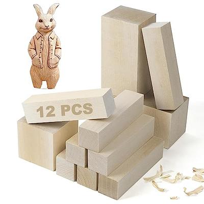 Basswood Carving Blocks, 12 Pcs Wood Carving Kit with 3 Different
