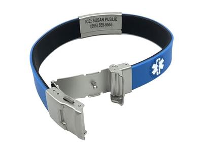 Sport Slim Reversible Medical Alert ID Bracelet. Custom Engraved. Choose Color, Size: 5, Black