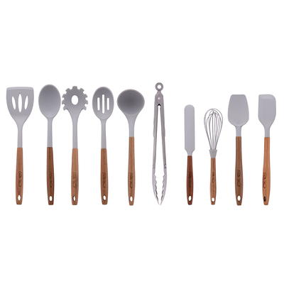 Kaluns Gray Utensils Wood and Silicone Cooking Utensil Set (Set of 21)