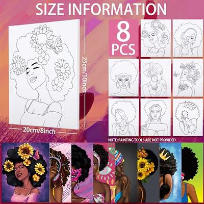 8 Pieces Pre Drawn Canvas for Painting for Adults Kids Pre-Stretched Canvas  Outline for Paint and Sip Afro Queen Theme Sip and Piant Kit for Adult's  Date Night, 8x10 Inch - Yahoo