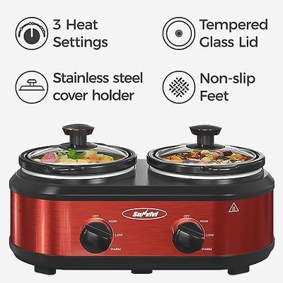 SUNVIVI Small Slow Cooker Triple Food Warmer Buffet Servers with 3