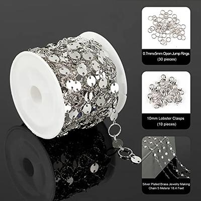 YOUBEIYEE 16 Feet Silver Necklace Chains for Jewelry Making Handmade Circle  Sequin Link Chain Spool DIY Craft Chains with Lobster Clasps Jump Rings -  Yahoo Shopping