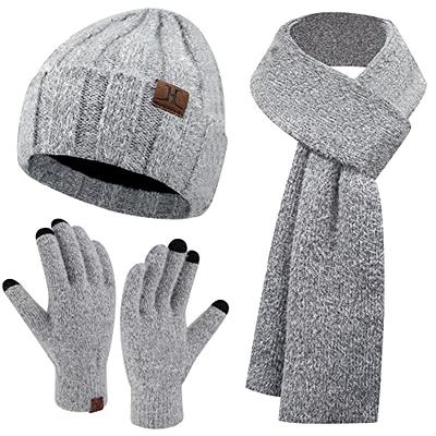 URATOT Winter Knitted Warm Set Infinity Scarf and Hat Touch Screen Gloves for Men and Women