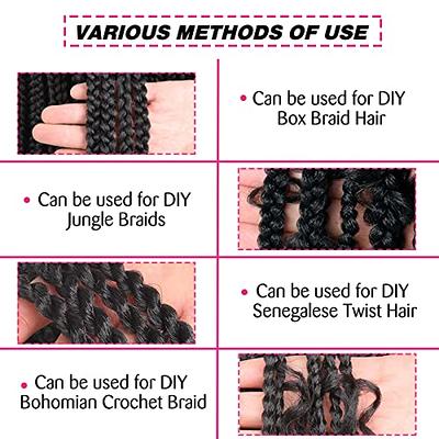 Pre looped Crochet Braids Box Braid Black Color 24Inch Long Synthetic  Braiding Hair Extensions 3S Crochet Braid Hair For Women Girls  22Strands/pack