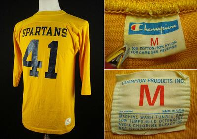 Vintage 70S Champion Blue Bar Football Jersey Shirt Spartans 41