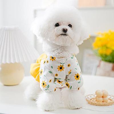 Floral Dog Dresses for Girl Small Medium Dogs Cats Summer Cute Flowers Lace Puppy Princess Skirt Wedding Birthday Party Pet Clothes, Pink