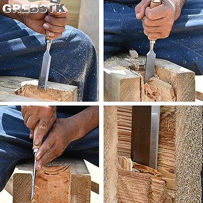 5pcs Wood Chisel Set Sturdy Chrome Vanadium Steel Woodworking Chisel Set  Tools 1/4,1/2,3/4,1,1-1/4 