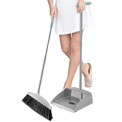 JEHONN Stand Up Store Broom and Dustpan Set, Long Handle Lightweight Upright  Standing Sweep Set for Home Room Kitchen Office Lobby - Yahoo Shopping