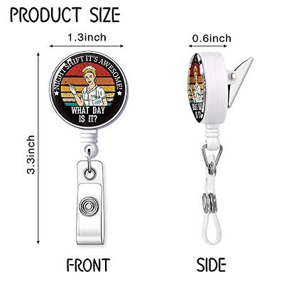 ZBBFSCSB What Day is It Night Shift It's Awesome Nurse Badge Reel with Shark  Clip Medical