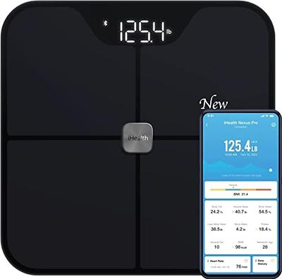 WW Scales by Conair Bluetooth Body Analysis Bathroom Scale Measures Body  Fat Body Water Bone Mass Muscle Mass BMI 9 User Memory 400 Lbs. Capacity