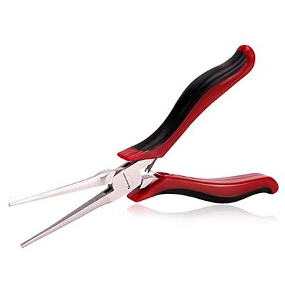 LEONTOOL 5-Inch Long Nose Pliers with Wire Cutter Long Needle Nose Pliers  for Jewelry Making Serrated Jaws Small Chain Nose Pliers Jewelry Making