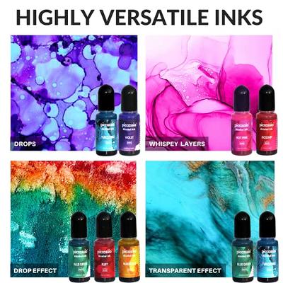 Metallic Alcohol Ink Set - 20 Metal Colors, Concentrated Alcohol-Based Ink,  Epoxy Resin Paint Dye for Resin Coasters, Acrylic Painting, Tumbler