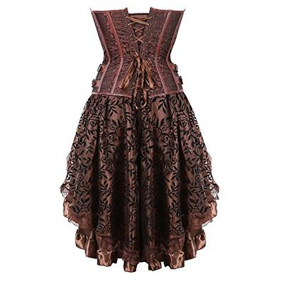 Kranchungel Corset Dress Plus Size Steampunk Corset Skirt Set Renaissance  Gothic Bustier Halloween Costumes