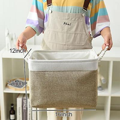  LoforHoney Home Fabric Storage Baskets for Shelves, Foldable  Canvas Closet Organizer Bins with Cotton Rope Handles for Organizing  Clothes, Large, Light Gray, 2-Pack : Home & Kitchen