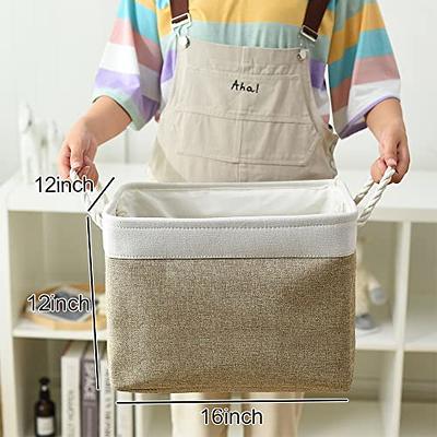 LoforHoney Home Fabric Storage Baskets for Shelves, Foldable Canvas Closet  Organizer Bins with Cotton Rope Handles for Organizing Clothes, Large