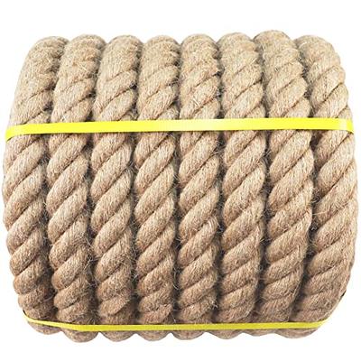 Twisted Cotton Rope (3/4 in x 50 ft) Natural Thick Rope for Crafts,  Railings, Hammock, Decorating (Brown)